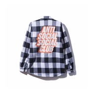 Anti Social Social Social Club ลายสก็อต Tie-dye เสื้อแจ็คเก็ต เสื้อเชิ้ตผ้าสักหลาดผิดกฎหมายแขนยาวเสื