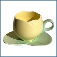 Flower Shape Coffee Mug Flower Drink Mug With Coaster Flower Shape Mug For Family Gathering Hot Chocolate Juice smbsg