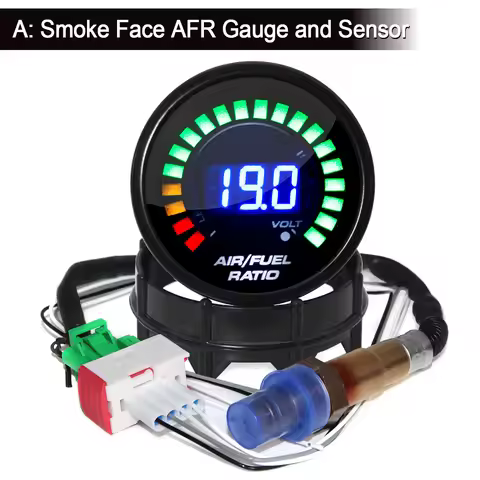 52mm Digital Air Fuel Ratio Gauge Car Gauge AFR Fit for 12V Car Voltmeter 2 in 1 Can Be Paired With 