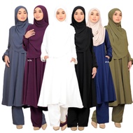 Suit Marissa 12.0 Baju Umrah Putih Jubah Seluar Haji Ironless Hitam Longgar Labuh Berpoket by Rafand