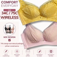 34C No Besi Bra Span Lembut Wireless Baju Dalam Wanita Tiada Dawai