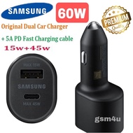 [60W] PD Car Changer Samsung S22 S21 Ultra S21 S20 FE Note 20 21 A73 [45W+15W] Dual USB Port Support