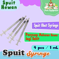 4 Syringes for animal food injections, 1ml/s, syringe for sick animal food