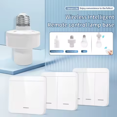RF433MHz Wireless Lamp Holder Switch AC85-265V E27 Lamp Base Light Switch Kit With 1/2/3 Gang Wall-M