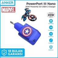 BEST SELLER ANKER POWERPORT III NANO 20W PD CAPTAIN AMERICA ORIGINAL