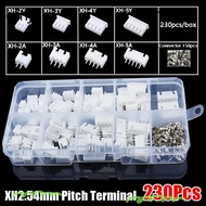 QINJUE 230Pcs 2.54mm Pitch Terminal, Housing Kit XH2.54 Pin Connector, 4 Value 2p 3p 4p 5pin Male An