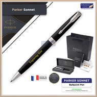 Parker Sonnet Ballpoint Pen - Matte Black Chrome Trim (with Black - Medium (M) Refill) / {ORIGINAL} / [Pen Gifts]