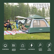 ∋▼✵3-4/5-8 Person Foldable Camping Auto Tent UV Resist 2 Doors 2 Windows Camp Auto Khemah Camping Tidur