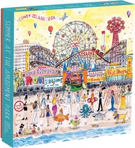 Michael Storrings 500 Piece Jigsaw Puzzle for Families, Summer at The Amusement Park Scene, Great Fa