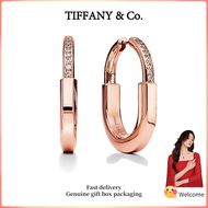 (New) Womens Fashion Earrings Rose Gold Lock Series Diamond Medium Earrings Valentines Day Holiday G