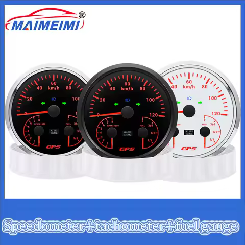 0-120KMH Speedometer+0-8000RPM Tachometer+E-F Fuel Gauge 3 in 1 Digital Pointer Instrument 7-color B