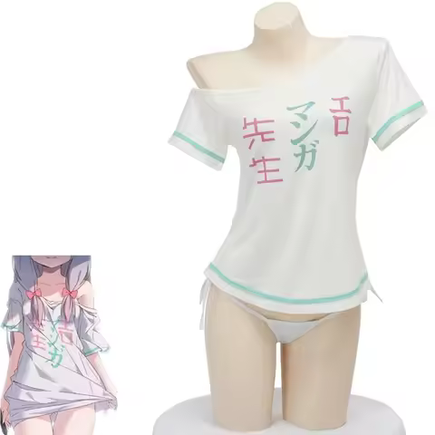 Japanese Anime Izumi Sagiri T-shirt Pajamas Cosplay Costumes Cute Girl Game Bikini Top Role Play Out