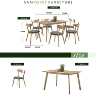 SAMPOINT SOLID WOOD DINING SET _1360MM X 730MM Meja Makan Set 6 Kerusi _Ikea Set Meja _ Meja makan M