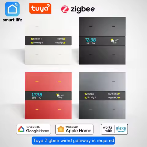 M8-pro Smart Aluminum Button Screen Display Tuya Zigbee for Home Automation Hotel Room Control Scene