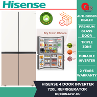 HISENSE 720L 4 DOOR INVERTER REFRIGERATOR RQ768N4AW-KU [WHITE + KHAKI]-HISENSE WARRANTY MALAYSIA