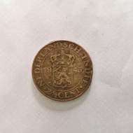 Uang koin kuno Asli 2,5 cen 2 1/2 cent nederlandsch indie 1945