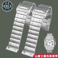 Suitable for Cartier Strap Stainless Steel Men Women Santos Strap Santos Watch Butterfly Buckle Acce