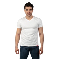 GUITAR MEN’S V- NECK SLIM FIT SHIRT 802VS WHITE