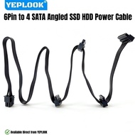 YEPLOOK 6Pin to 4x SATA Right Angle, HDD SSD Power Cable for Corsair HX1200, HX1050, HX1000, HX850, 