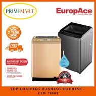 EuropAce  ETW 7800T : 8KG TOP LOAD WASHING MACHINE CHAMPAGNE GOLD / GUN METAL - 5 YEARS MOTOR WARRAN