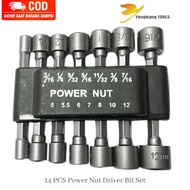 Power Nut Socket Set 14pc Mata Bor Kunci Pas Shock Hex adapter mata bor sock baut roofing adaptor ma