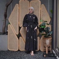 Andini Midi Dress Muslimah Shimer Bordir Putih Busui Terbaru
