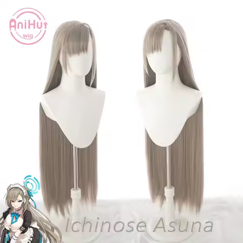 【AniHut】Ichinose Asuna Brown 100cm Cosplay Wig Blue Archive Straight Heat Resistant Synthetic Hair I