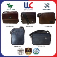 Polo Hill Men Leather Messenger Bag Crossbody Sling Bag Brown