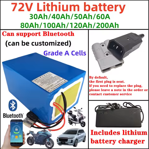 72V 30Ah 40Ah 50Ah 60Ah 80Ah 72V 100Ah 120Ah 200Ah Lithium ion Battery for 1500W 3000W 5000W 8000W 1