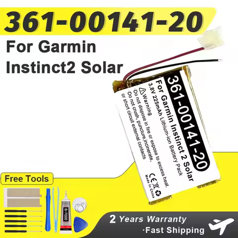 225mAh 361-00141-20 Replacement Battery For Garmin Instinct 2 Solar Watch Batteries + Tools