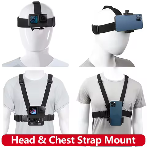 Accessories Kit Head & Chest Strap Mount Adjustable Phone for GoPro insta360 DJI OSMO Nano SJCAM AKA