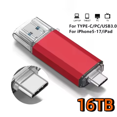 New 16TB 2 In 1 OTG USB Flash Drive 3.0 Type C 8TB 2TB 1TB Pendrive For iPhone Samsung Huawei Xiaomi