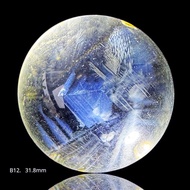 B12 純天然黃水晶球 31.8mm 顯性藍針 黃膠花 超淨透 無燒無輻射