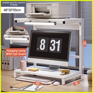 ♞,♘2-Layer 48/60cm Monitor Computer Stand With Light Printer/Laptop Table Rack Desktop Holder Woode
