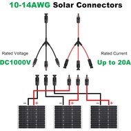 Solar Connectors Y Branch Parallel Adapter 30A Cable 1 to 3 Male Female Connector Wire Plug Tool Kit
