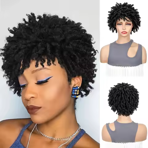 Synthetic Short Dreadlock Wig Afro Curly Twist Wig Faux Locs Wig Kinky Curly Dreadlock Wig for Women