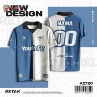 Baju Biru Putih Lelaki Kolar Football Shirt Oversize Baju Jersey Custom Nama Dan Nombor Murah T Shir