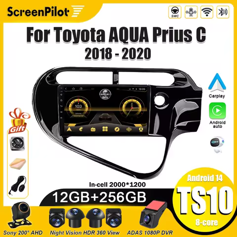 Android 15 For Toyota AQUA Prius C 2018 - 2020 Stereo Head Unit Multimedia Video Player Wireless And