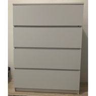 Chest Drawer 4 Tier White Oak Color Almari Baju Wardrobe Putih Ikea MLAM Kabinet baju Storage Cabine