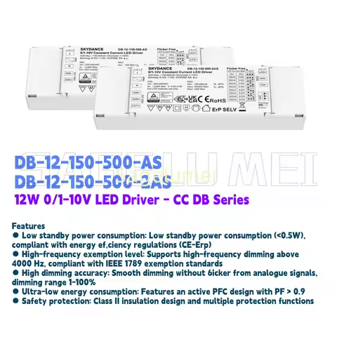 Skydance 12W 150-500mA 0/1-10V Dimmable /CCT LED Driver 1/2CH AC220-240V for DIM/CCT Light DB-12-150