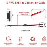 2Feet / 65cm 12 AWG SAE Connector Y Splitter 1 to 2 Extension Cable Compatible with Solar Connection