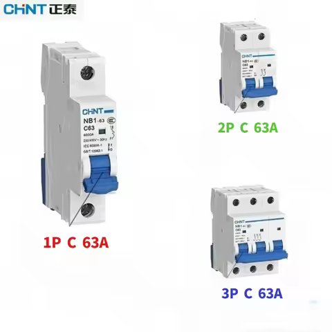 Chint NB1-63 C-Type 1P/2P/3P 10A-63A Miniature Circuit Breaker Trip 6kA Breaking Capacity Small Air 