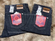 ไซส์พิเศษ HARA (ฮาร่า) กางเกงยีนส์ สีมิดไนท์ ตะเข็บเทา ทรงกระบอกใหญ่