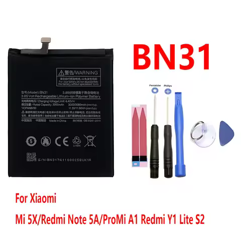 2026 Brand New BN31 3080mAh Battery For Xiaomi Mi 5X Mi5X Redmi Note 5A / Pro Mi A1 Redmi Y1 Lite S2