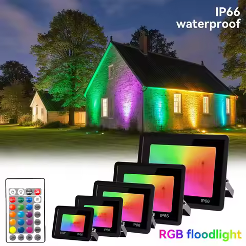 RGB LED Floodlight IP65 Waterproof AC 220V 10W 50W 100W Outdoor Floodlight Spotlight Festival Colour