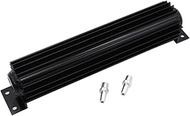 1 Set SHLPDFM Black Aluminum Universal 12" Dual Pass Finned Transmission Oil Cooler with two 1/4" NP