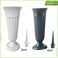 [LovoskibcMY] Flower Vase with Stake and Plastic Base Artificial Flowers Cemetery Vases with Spikes 