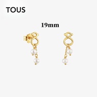 TOUS 9 Kt Gold Long Earrings Bear Motif And Cultivated Pearls.Suitable For Women Birthday Gift Valen