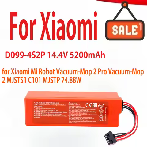 14.4V 5200mAh Replacement D099-4S2P Battery For Xiaomi Mi Robot Vacuum-Mop 2 Pro Vacuum-Mop 2 MJSTS1