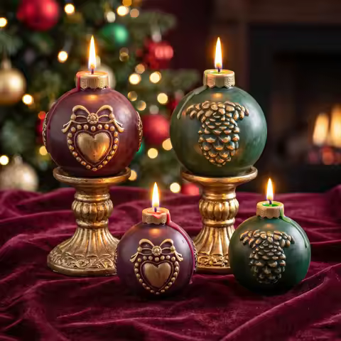 Vintage Pattern Christmas Bauble Candle Silicone Mold Collection DIY Christmas Gift Tools